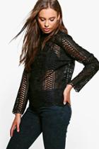 Boohoo Emma Lace Victorian Top Black