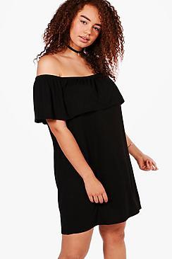 Boohoo Plus Pixie Off The Shoulder Dress