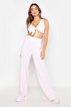 Boohoo Pinstripe Tie Front Top & Wide Leg Co-ord