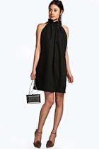 Boohoo Carly Woven Drawstring Neck Trapeze Dress
