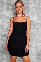 Boohoo Plus Em Sqaure Neck Hem Detail Bodycon Dress