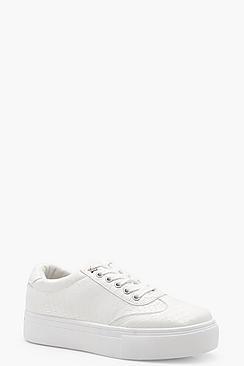 Boohoo Daisy Snake Effect Platform Trainers