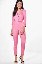 Boohoo Rebecca Premium Satin Tailored Jumpsuit