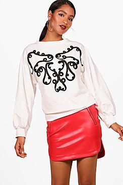 Boohoo Hannah Embroidery Detail Sweat