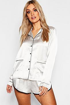 Boohoo Plus Button Down Pyjama Shirt Set
