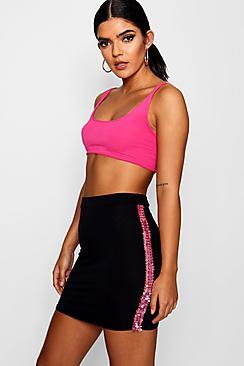 Boohoo Lucy Sequin Side Stripe Mini Skirt