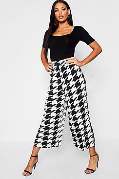 Boohoo Dogtooth Jersey Culottes