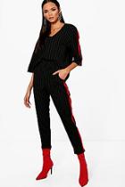 Boohoo Jade Pinstripe Sport Stripe Trousers
