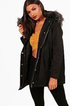 Boohoo Emily Luxe Faux Fur Hood Parker