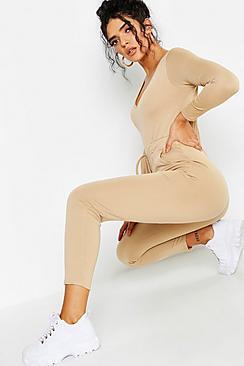 Boohoo Athleisure V Neck Jumpsuit