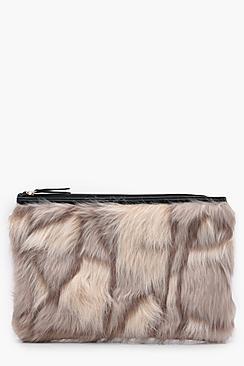 Boohoo Feliciity Multi Faux Fur Clutch