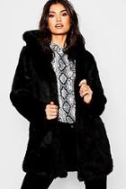 Boohoo Luxe Hooded Faux Fur Coat