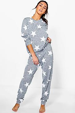 Boohoo Alice Star Print Sweat + Jogger Set