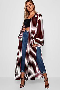 Boohoo Plus Stripe Split Duster