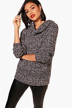 Boohoo Zoe Soft Knit Cowl Neck Marl Jumper
