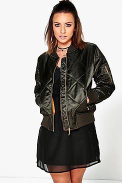 Boohoo Georgina Quilted Satin Ma1 Bomber