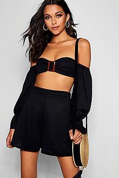 Boohoo Bonnie Tortoise Shell Buckle Short Co-ord Set