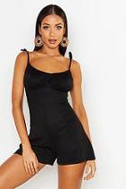 Boohoo Tie Shoulder Rouched Bust Playsuit