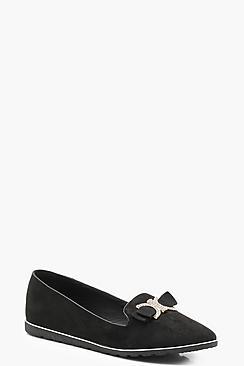 Boohoo Maria Embellished Bow Detail Ballerina Slippers