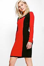 Boohoo Mona Zip Back Colour Block Knitted Dress