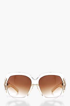 Boohoo Faye Clear Frame Oversized Sunglasses
