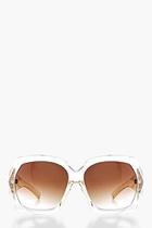 Boohoo Faye Clear Frame Oversized Sunglasses