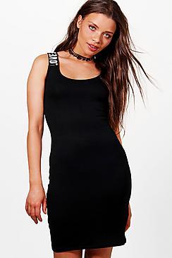 Boohoo Poppy Scoop Back Printed Sports Bodycon Dress