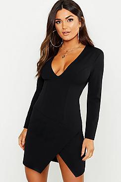 Boohoo Power Shoulder Structured Bodycon Dress