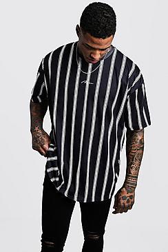 Boohoo Oversized Stripe Man Signature T-shirt
