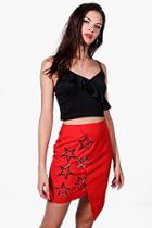 Boohoo Megzhan Asymetric Star Embellished Mini Skirt