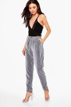 Boohoo Amallah Metallic Luxe Joggers Silver