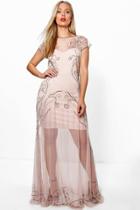 Boohoo Plus Madalina Beaded Sweetheart Maxi Dress Nude