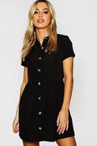 Boohoo Petite Button Front Smock Dress