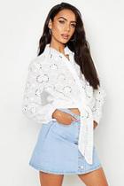 Boohoo Broderie Anglaise Tie Front Shirt