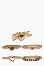 Boohoo Simple Heart Ring Pack