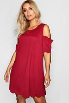 Boohoo Plus Scallop Edge Open Shoulder Dress