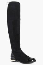 Boohoo Madison Gold Trim Over The Knee Boot Black