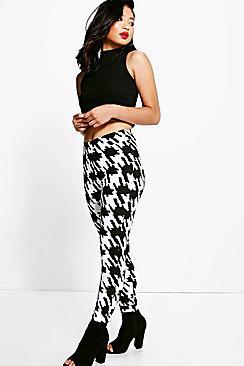 Boohoo Petite Bonnie Slim Leg Dogtooth Print Trouser
