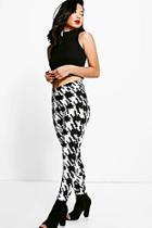 Boohoo Petite Bonnie Slim Leg Dogtooth Print Trouser