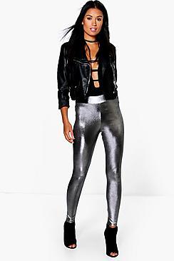 Boohoo Cate Metallic High Waist Leggings