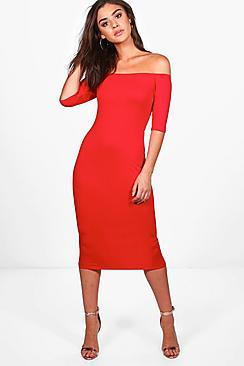 Boohoo Amelia Off The Shoulder Midi Dress