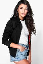Boohoo Amber Tartan Lined Harrington Bomber Black