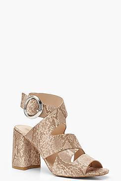 Boohoo Multi Strap Snake Block Heels