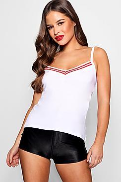 Boohoo Petite Sports Trim Chevron Cami Top
