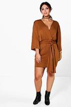 Boohoo Plus Olivia Wrap Front Plunge Neck Dress