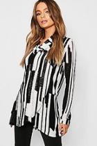 Boohoo Stripe Print Cowl Neck Knitted Top