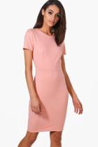 Boohoo Molly Fitted Tailored Scuba Dress Nude