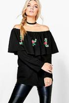 Boohoo Eliza Embroidered Off The Shoulder Top