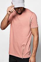 Boohoo Longline T Shirt With Front Zips