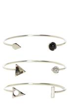 Boohoo Laura Geometric & Stone 3 Piece Bracelet Pack Gold